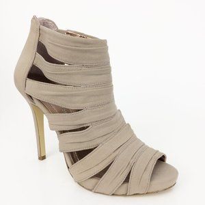 BCBGeneration Tan Strappy Ankle Heel Bootie